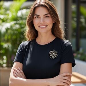 Unbranded Starburst Rhinestone Black Diamond look brooch fashion jewelry